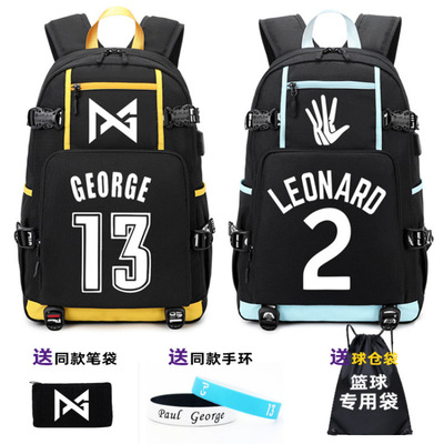 Рюкзак NBA Clippers Leonard № 13 Paul George Баскетбольный спортивный рюкзак Школьная сумка Большой вместительности Светящийся