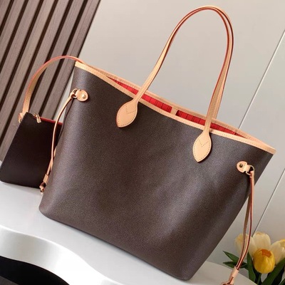 Оригинальная этикетка версии чипа L neverfull, сумка для покупок V, большая вместительная сумка, сумка через плечо из натуральной кожи для женщин