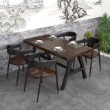 Loft Промышленный стиль массивные деревянные столы и стулья комбинации бизнес-ресторан прямоугольный стол бар кованый ретро обеденный стол