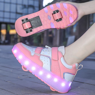 Прямые продажи с фабрики. Обувь Heelys для мальчиков и девочек, туфли с двухколесной зарядкой, красивые туфли для детей 6–16 лет, раздвижные туфли на колесах.
