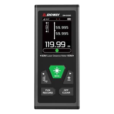 Двухсторонний лазерный дальномер SNDWAY SWDR60 с зеленым светом, высокоточный цифровой измерительный прибор для наружных работ