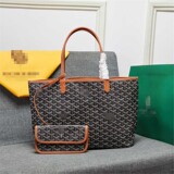 Сумка-тоут Goyard из натуральной кожи, классическая модель с принтом «собачий зуб», сумка-шоппер