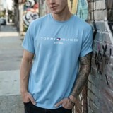 Футболка Hilfiger из чистого хлопка, с коротким рукавом, свободного кроя, дышащая, плотная, летняя мужская футболка, футболка из чистого хлопка.