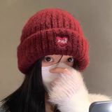 Американская вязаная шерстяная шапка с вышивкой в ​​корейском стиле для женщин, теплая защита ушей, новая осенне-зимняя холодная шапка для мужчин, маленькая вязаная шапка для лица