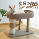 Кошачий лазательный комплекс для небольших помещений, компактное кошачье гнездо со встроенной кошачьей царапанной колонной, платформой для лазания и игрушкой-мячиком для кошек.