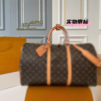 新款老花旅行袋大号50x28单肩手提包男女通用轻奢时尚出行包