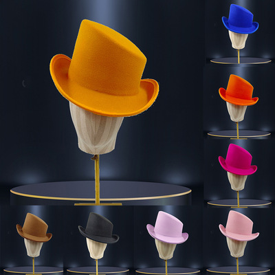 Трансграничный новый скошенный цилиндр Magic Hat шляпа-федора Мужская президентская шляпа с плоским верхом, Завитая шляпа осень и зима