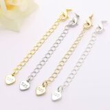 Продление цепи из 925 пробы с сердечком и карабином-омаром, 18k золото 901, DIY-фурнитура для украшений