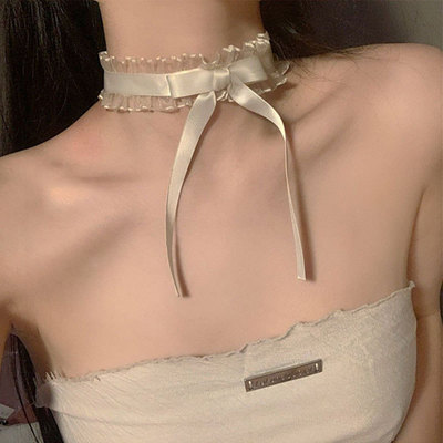 Чистый кружевной бант ожерелье женский ошейник choker шея шея цепь лента ключицы девушки аксессуары шейный ремень