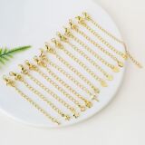Цепочка-удлинитель с кулоном в форме сердца и капли, 18K позолота, стойкое покрытие, для DIY, с круглой пластиной для ручной гравировки, замок-карабин, хвостовая цепочка для браслета