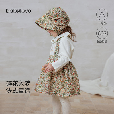 [Распродажа остатков размеров] детское платье для девочек babylove, хлопковое, весенне-осеннее, с цветочным принтом, в стиле ретро, для малышек, платье принцессы.