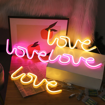 Трансграничный неоновый свет LOVE, предложение, форма признания, светодиодный светильник с атмосферой Дня святого Валентина, декоративный светильник, оптовая продажа