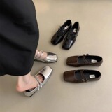 Французские квадратные туфли с мелким ртом женские новые корейские весенние 2024 новые французские темпераментные феи мягкие плоские туфли Мэри Джейн
